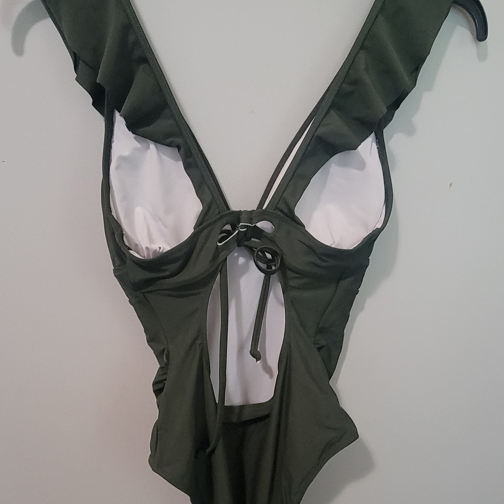Green Ruffled One-Piece Swimsuit - Picture 3 of 3